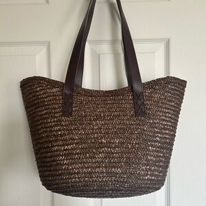 Brown Woven Tote Bag
